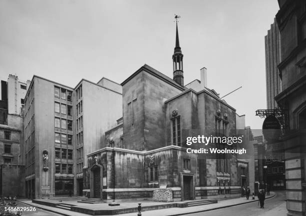 Exterior view of the Dutch Church, Austin Friars, in the City of London, London, England, 10th June 1971. The original 13th-century Augustinian...