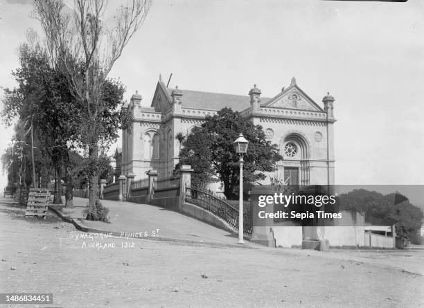 Synagogue, Princes Street, Auckland, New Zealand, View of the synagogue in Princes Street, Auckland, New Zealand. In early 1900s from the Bowen...