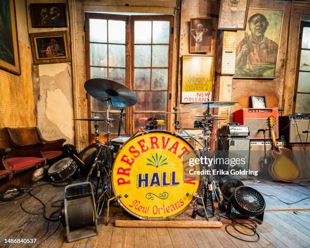 View of Preservation Hall during Midnight Preserves on April 28, 2023 in New Orleans, Louisiana. Preservation Hall Foundation's Midnight Preserves...