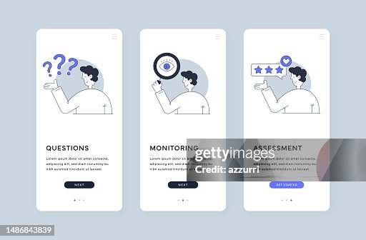 Ios App Questionre Screen Questions Monitoring Assessment Mobile App Screens High-Res Vector ...