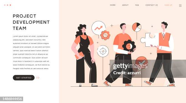 collaborative project development team - project management vector stock illustrations
