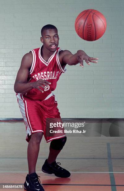 High School basketball player Baron Davis at Crossroads High School, March 4, 1997 in Santa Monica, California.