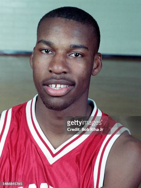 High School basketball player Baron Davis at Crossroads High School, March 4, 1997 in Santa Monica, California.