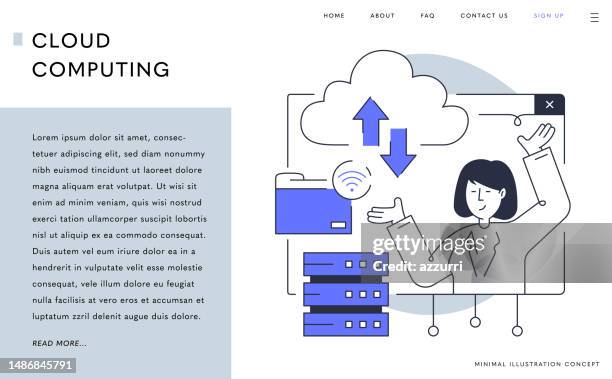cloud computing technology landing page template - cloud security stock illustrations