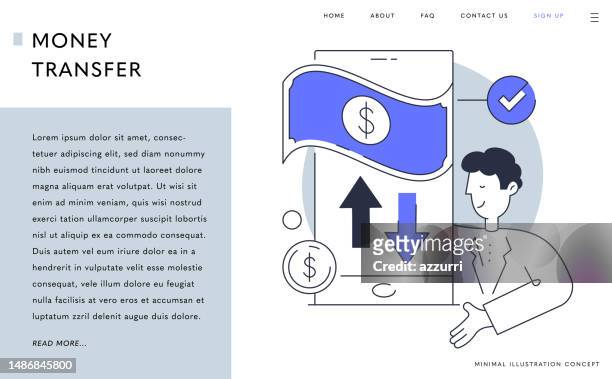 transfer concept cartoon illustration - electronic money transfer stock illustrations