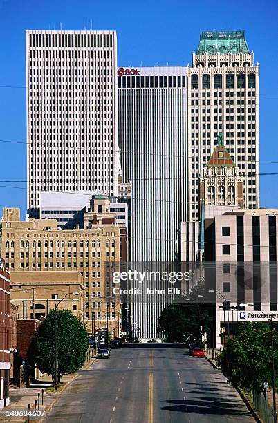 downtown on boston avenue. - tulsa stock pictures, royalty-free photos & images