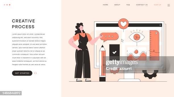 stockillustraties, clipart, cartoons en iconen met exploring the creative process - grafisch ontwerper