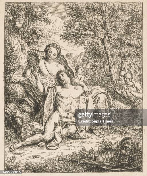 The soldier Rinaldo is kidnapped by the queen Armida. Rinaldo has taken off his uniform and is lying with Armida in the forest. Amor is looking over...