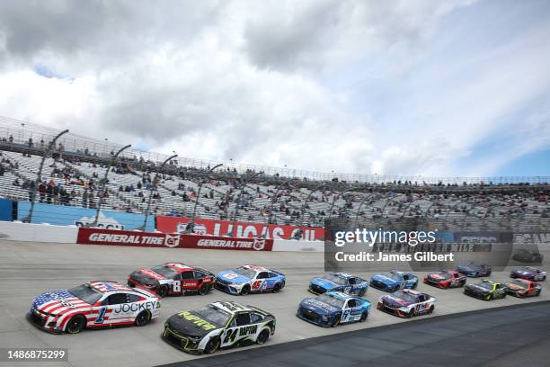 Ross Chastain, driver of the Jockey Chevrolet, William Byron, driver of the RaptorTough.com Chevrolet, Kyle Busch, driver of the Lenovo Chevrolet,...