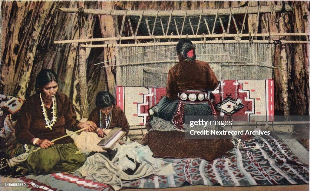Vintage souvenir postcard, Navajo Nation, Indian Life in the Southwest series, 1937