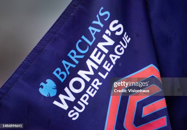 Corner flag with the Barclays Women's Super League logo during the FA Women's Super League match between Manchester City and Reading at The Academy...