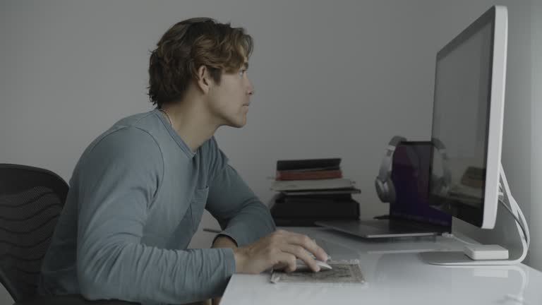 Computer User Sitting 7,546 Sitting At A Computer Person With Brown Hair Stock Videos ...