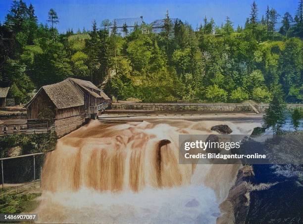 The Traunfall, a waterfall of the Traun in Upper Austria, here around 1880, Austria