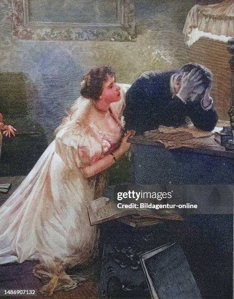 Wife comforts her husband after his bankruptcy England