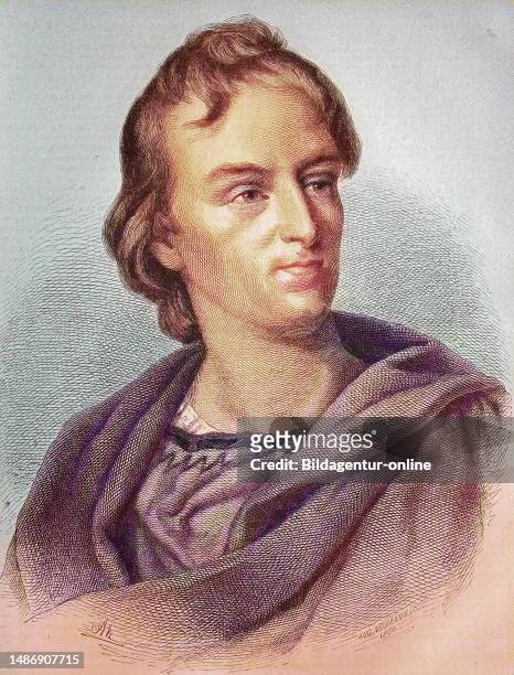 Johann Christoph Friedrich von Schiller, 1759 - 1805, a German-speaking poet, philosopher and historian, historical wood engraving, approx. 1880,...