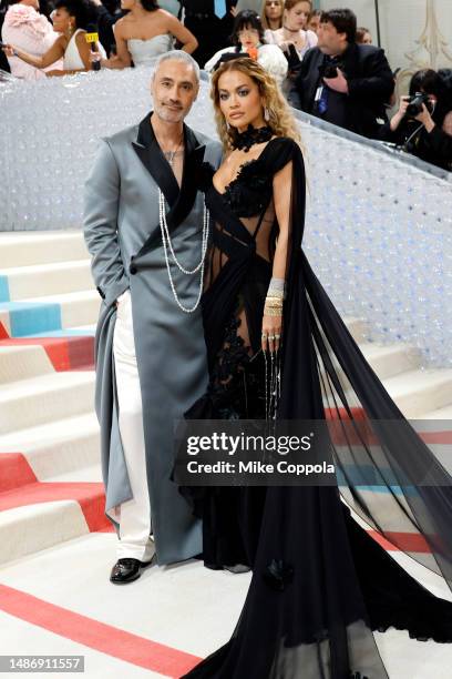 Taika Waititi and Rita Ora attend The 2023 Met Gala Celebrating "Karl Lagerfeld: A Line Of Beauty" at The Metropolitan Museum of Art on May 01, 2023...