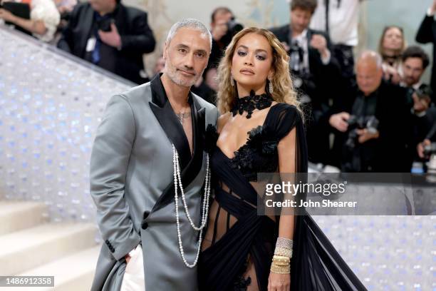 Taika Waititi and Rita Ora attend The 2023 Met Gala Celebrating "Karl Lagerfeld: A Line Of Beauty" at The Metropolitan Museum of Art on May 01, 2023...