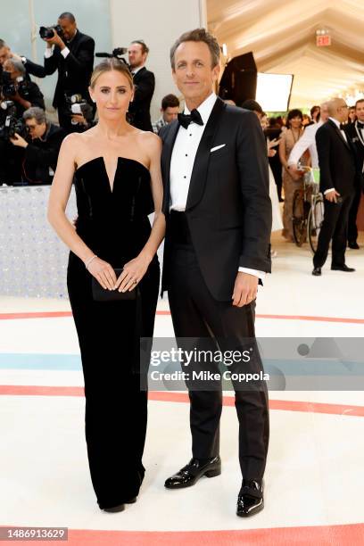 Alexi Ashe and Seth Meyers attend The 2023 Met Gala Celebrating "Karl Lagerfeld: A Line Of Beauty" at The Metropolitan Museum of Art on May 01, 2023...