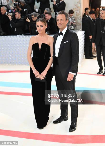 Alexi Ashe and Seth Meyers attend The 2023 Met Gala Celebrating "Karl Lagerfeld: A Line Of Beauty" at The Metropolitan Museum of Art on May 01, 2023...