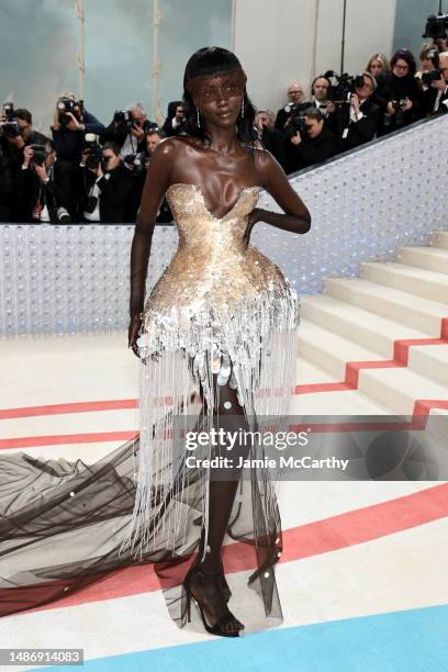 Anok Yai attends The 2023 Met Gala Celebrating "Karl Lagerfeld: A Line Of Beauty" at The Metropolitan Museum of Art on May 01, 2023 in New York City.