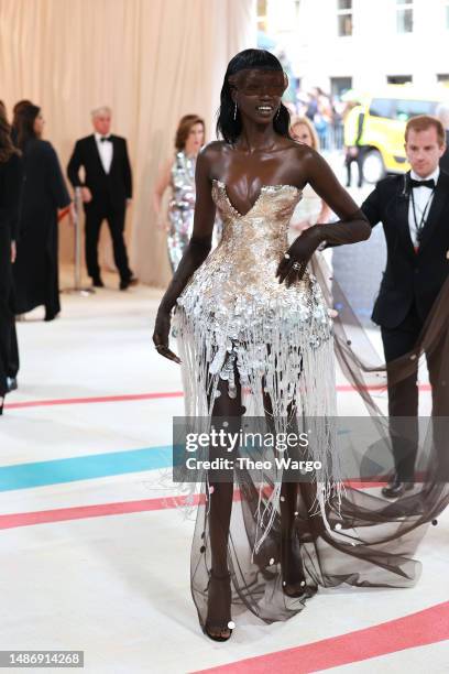 Anok Yai attends The 2023 Met Gala Celebrating "Karl Lagerfeld: A Line Of Beauty" at The Metropolitan Museum of Art on May 01, 2023 in New York City.