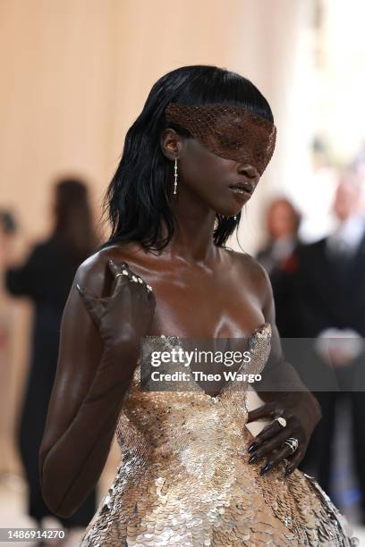 Anok Yai attends The 2023 Met Gala Celebrating "Karl Lagerfeld: A Line Of Beauty" at The Metropolitan Museum of Art on May 01, 2023 in New York City.