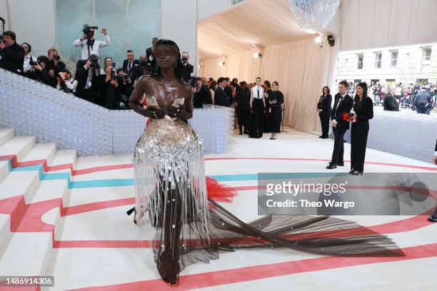 Anok Yai attends The 2023 Met Gala Celebrating "Karl Lagerfeld: A Line Of Beauty" at The Metropolitan Museum of Art on May 01, 2023 in New York City.