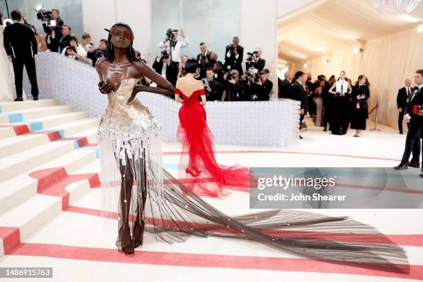 Anok Yai attends The 2023 Met Gala Celebrating "Karl Lagerfeld: A Line Of Beauty" at The Metropolitan Museum of Art on May 01, 2023 in New York City.