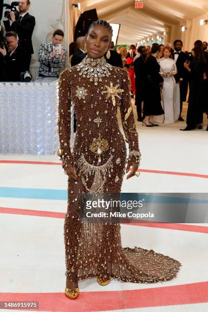 Michaela Coel attends The 2023 Met Gala Celebrating "Karl Lagerfeld: A Line Of Beauty" at The Metropolitan Museum of Art on May 01, 2023 in New York...