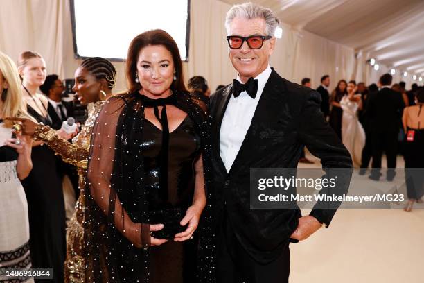 Keely Shaye Smith and Pierce Brosnan attend The 2023 Met Gala Celebrating "Karl Lagerfeld: A Line Of Beauty" at The Metropolitan Museum of Art on May...