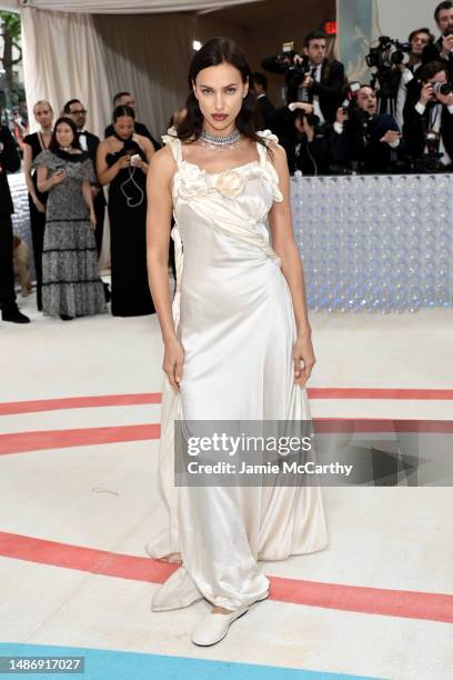 Irina Shayk attends The 2023 Met Gala Celebrating "Karl Lagerfeld: A Line Of Beauty" at The Metropolitan Museum of Art on May 01, 2023 in New York...