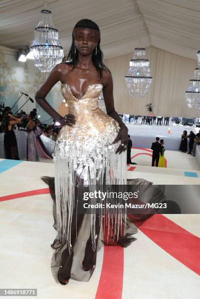 Anok Yai attends The 2023 Met Gala Celebrating "Karl Lagerfeld: A Line Of Beauty" at The Metropolitan Museum of Art on May 01, 2023 in New York City.