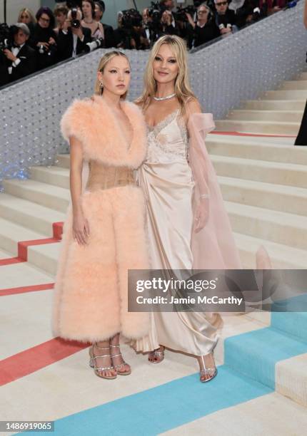 Lila Moss and Kate Moss attend The 2023 Met Gala Celebrating "Karl Lagerfeld: A Line Of Beauty" at The Metropolitan Museum of Art on May 01, 2023 in...