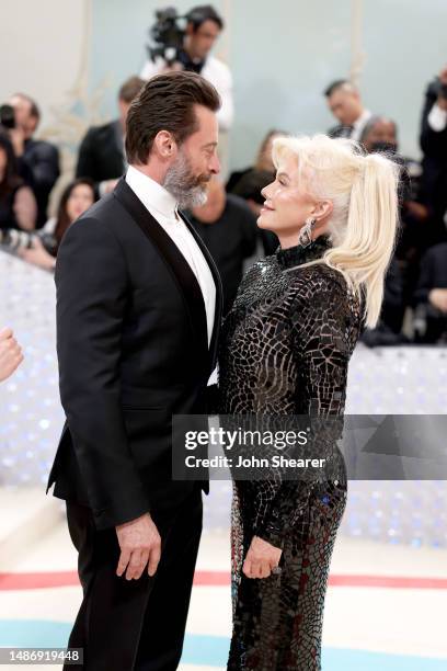 Hugh Jackman and Deborra-Lee Furness attend The 2023 Met Gala Celebrating "Karl Lagerfeld: A Line Of Beauty" at The Metropolitan Museum of Art on May...