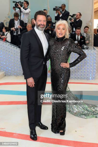 Hugh Jackman and Deborra-Lee Furness attend The 2023 Met Gala Celebrating "Karl Lagerfeld: A Line Of Beauty" at The Metropolitan Museum of Art on May...