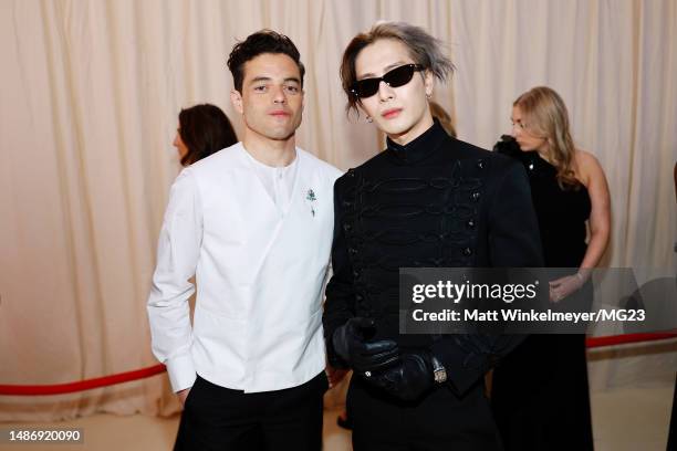 Rami Malek and Jackson Wang attend The 2023 Met Gala Celebrating "Karl Lagerfeld: A Line Of Beauty" at The Metropolitan Museum of Art on May 01, 2023...