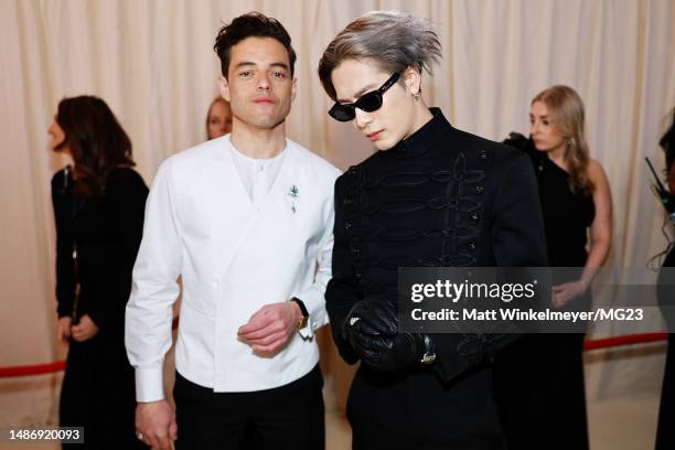 Rami Malek and Jackson Wang attend The 2023 Met Gala Celebrating "Karl Lagerfeld: A Line Of Beauty" at The Metropolitan Museum of Art on May 01, 2023...