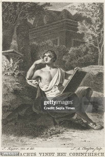 Callimachus The Greek poet Callimachus sits in a garden gazing ahead. According ...