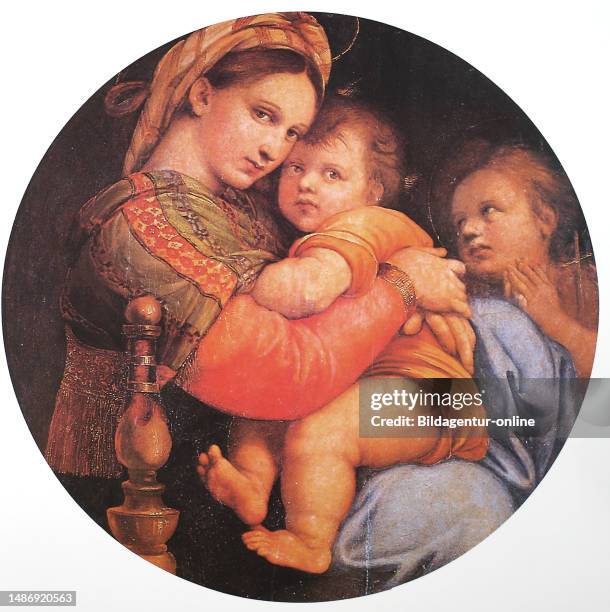 Madonna della Sedia, by Raffaello Sanzio da Urbino, auch Raffael da Urbino, Raffaello Santi, Raffaello Sanzio, Raffael, italian painter, Italy,...