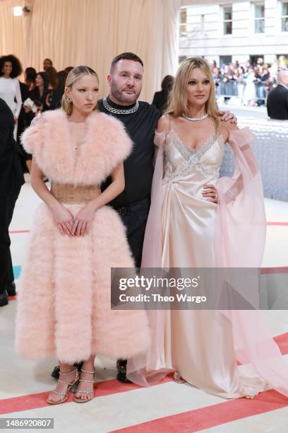 Lila Grace Moss, Kim Jones, and Kate Moss attend The 2023 Met Gala Celebrating "Karl Lagerfeld: A Line Of Beauty" at The Metropolitan Museum of Art...