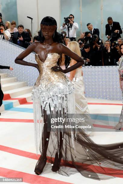 Anok Yai attends The 2023 Met Gala Celebrating "Karl Lagerfeld: A Line Of Beauty" at The Metropolitan Museum of Art on May 01, 2023 in New York City.