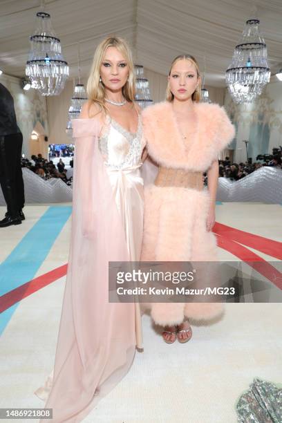 Kate Moss and Lila Grace Moss attend The 2023 Met Gala Celebrating "Karl Lagerfeld: A Line Of Beauty" at The Metropolitan Museum of Art on May 01,...