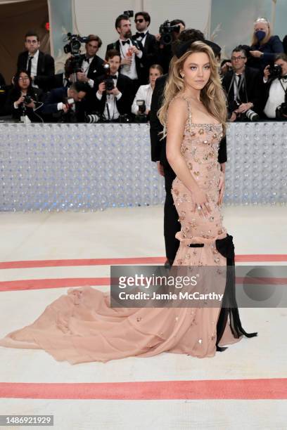 Sydney Sweeney attends The 2023 Met Gala Celebrating "Karl Lagerfeld: A Line Of Beauty" at The Metropolitan Museum of Art on May 01, 2023 in New York...
