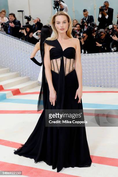 Margot Robbie attends The 2023 Met Gala Celebrating "Karl Lagerfeld: A Line Of Beauty" at The Metropolitan Museum of Art on May 01, 2023 in New York...