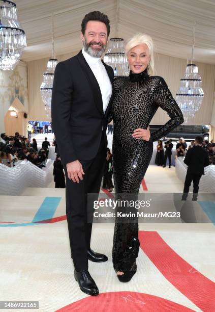 Hugh Jackman and Deborra-Lee Furness attend The 2023 Met Gala Celebrating "Karl Lagerfeld: A Line Of Beauty" at The Metropolitan Museum of Art on May...