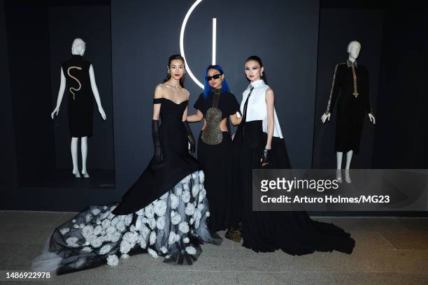 Liu Wen, Margaret Zhang and He Cong attend The 2023 Met Gala Celebrating "Karl Lagerfeld: A Line Of Beauty" at The Metropolitan Museum of Art on May...