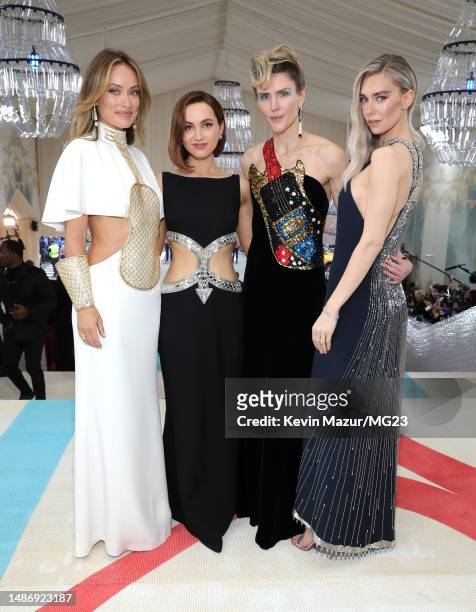 Olivia Wilde, Gabriela Hearst, Maude Apatow and Vanessa Kirby attend The 2023 Met Gala Celebrating "Karl Lagerfeld: A Line Of Beauty" at The...