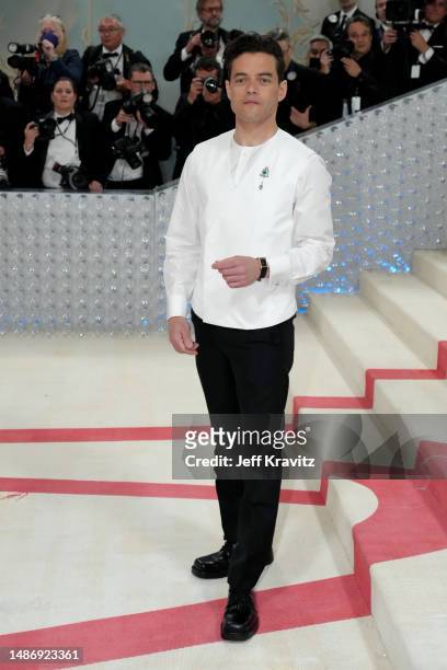 Rami Malek attends the 2023 Met Gala Celebrating "Karl Lagerfeld: A Line Of Beauty" at Metropolitan Museum of Art on May 01, 2023 in New York City.