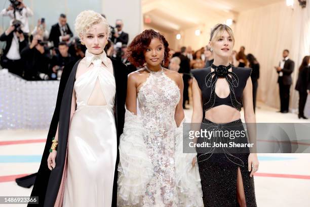 Julia Garner, Halle Bailey and Daisy Edgar-Jones attend The 2023 Met Gala Celebrating "Karl Lagerfeld: A Line Of Beauty" at The Metropolitan Museum...