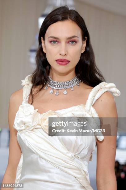 Irina Shayk attends The 2023 Met Gala Celebrating "Karl Lagerfeld: A Line Of Beauty" at The Metropolitan Museum of Art on May 01, 2023 in New York...